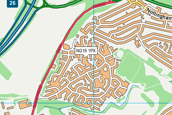 NG16 1PX map - OS VectorMap District (Ordnance Survey)