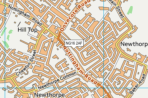 NG16 2AF map - OS VectorMap District (Ordnance Survey)