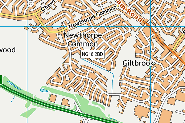 NG16 2BD map - OS VectorMap District (Ordnance Survey)