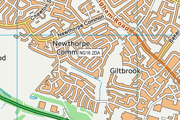 NG16 2DA map - OS VectorMap District (Ordnance Survey)