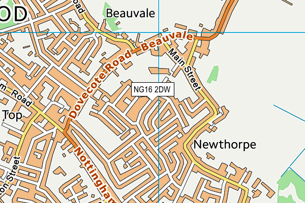 NG16 2DW map - OS VectorMap District (Ordnance Survey)
