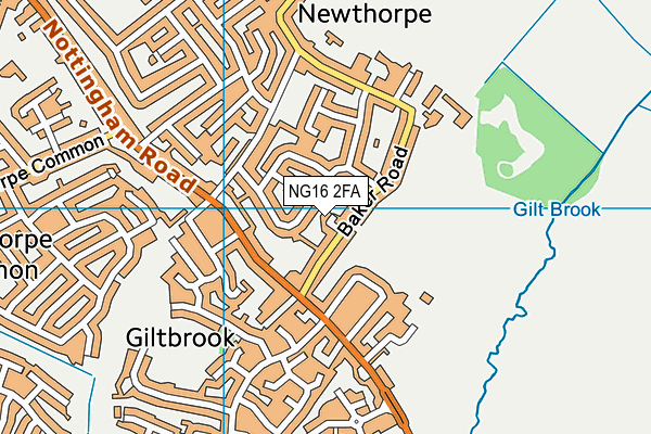 NG16 2FA map - OS VectorMap District (Ordnance Survey)