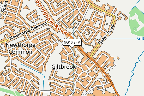 NG16 2FP map - OS VectorMap District (Ordnance Survey)