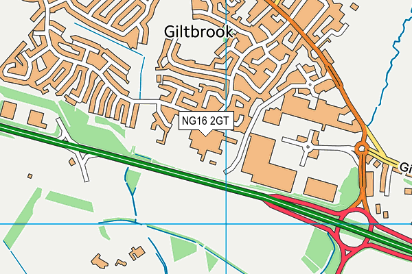 NG16 2GT map - OS VectorMap District (Ordnance Survey)