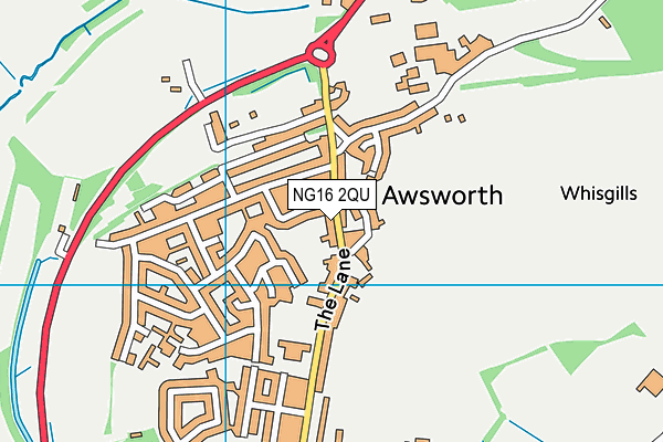 NG16 2QU map - OS VectorMap District (Ordnance Survey)