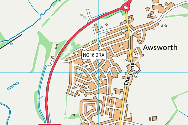 NG16 2RA map - OS VectorMap District (Ordnance Survey)