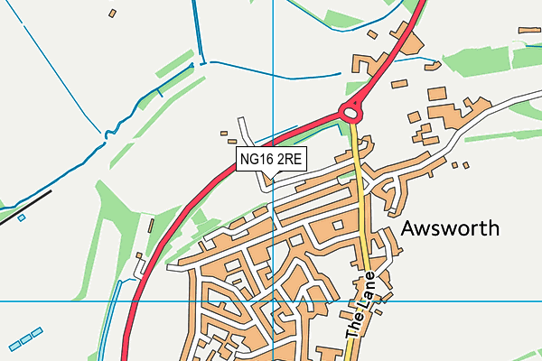 NG16 2RE map - OS VectorMap District (Ordnance Survey)