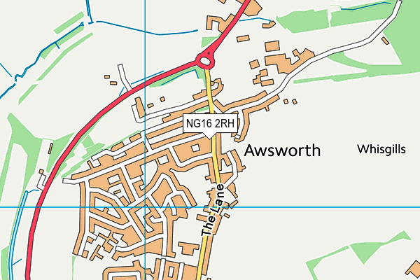 NG16 2RH map - OS VectorMap District (Ordnance Survey)