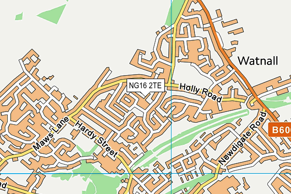 NG16 2TE map - OS VectorMap District (Ordnance Survey)