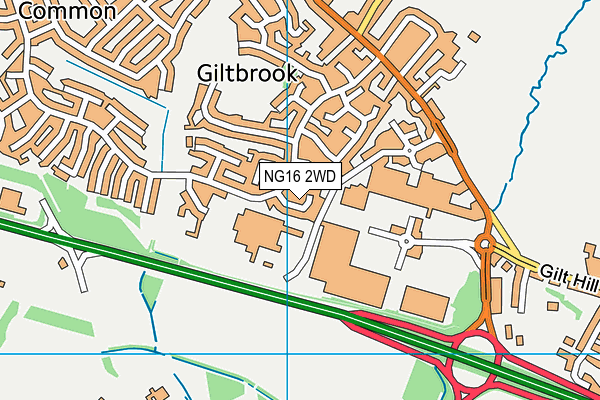 NG16 2WD map - OS VectorMap District (Ordnance Survey)