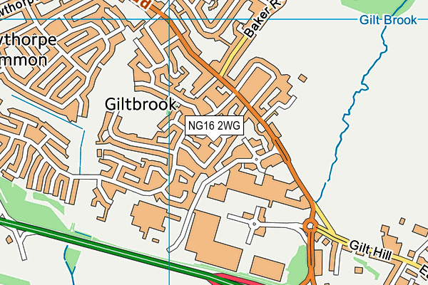 NG16 2WG map - OS VectorMap District (Ordnance Survey)