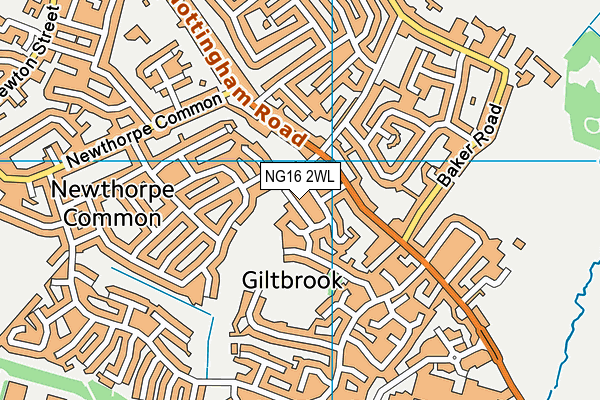 NG16 2WL map - OS VectorMap District (Ordnance Survey)