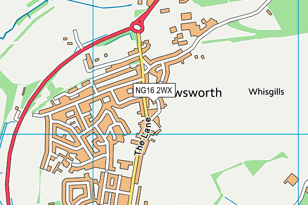 NG16 2WX map - OS VectorMap District (Ordnance Survey)