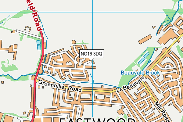 NG16 3DQ map - OS VectorMap District (Ordnance Survey)