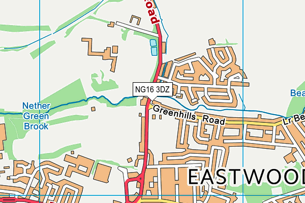 NG16 3DZ map - OS VectorMap District (Ordnance Survey)