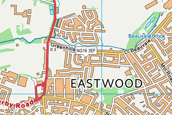 NG16 3EF map - OS VectorMap District (Ordnance Survey)