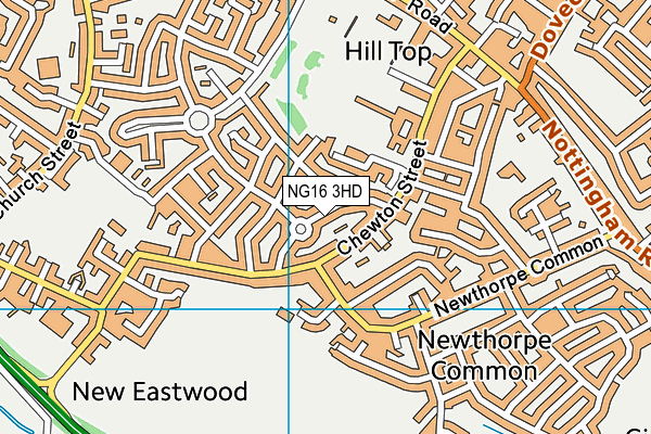 NG16 3HD map - OS VectorMap District (Ordnance Survey)