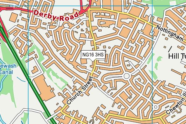 NG16 3HS map - OS VectorMap District (Ordnance Survey)