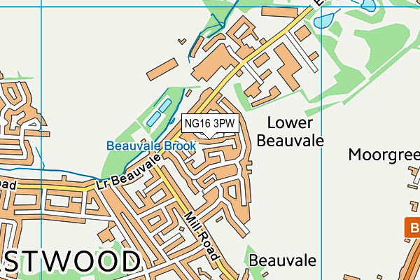NG16 3PW map - OS VectorMap District (Ordnance Survey)