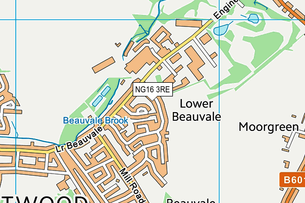 NG16 3RE map - OS VectorMap District (Ordnance Survey)