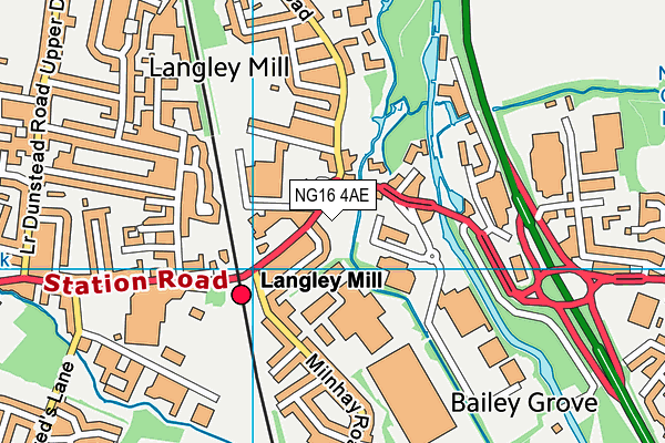 NG16 4AE map - OS VectorMap District (Ordnance Survey)