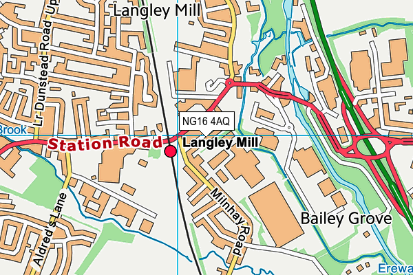 NG16 4AQ map - OS VectorMap District (Ordnance Survey)