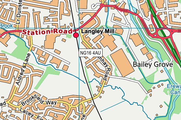 NG16 4AU map - OS VectorMap District (Ordnance Survey)