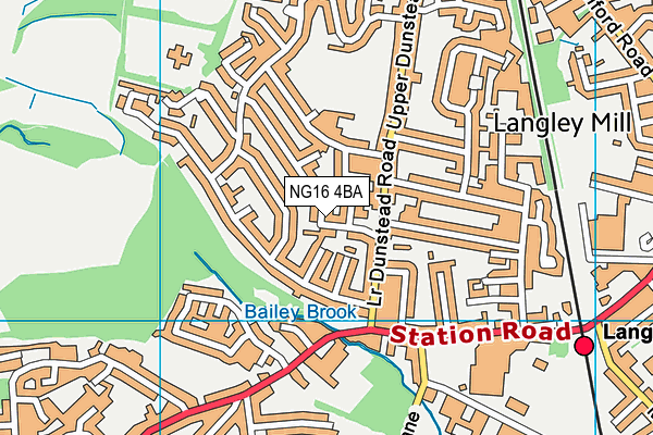 NG16 4BA map - OS VectorMap District (Ordnance Survey)