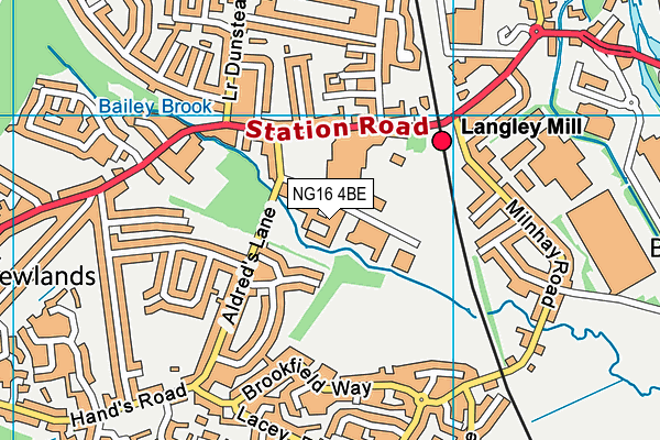 NG16 4BE map - OS VectorMap District (Ordnance Survey)