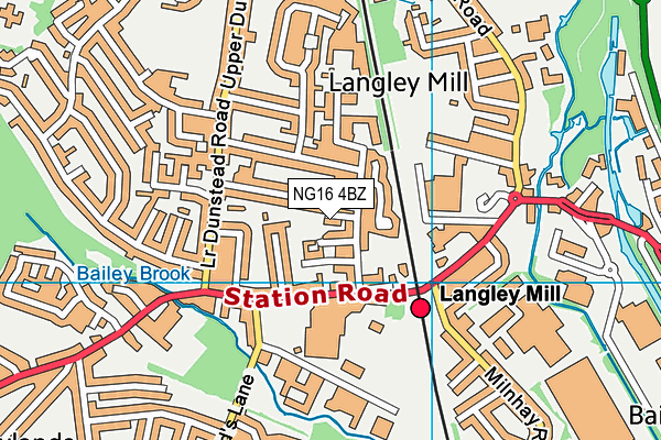 NG16 4BZ map - OS VectorMap District (Ordnance Survey)