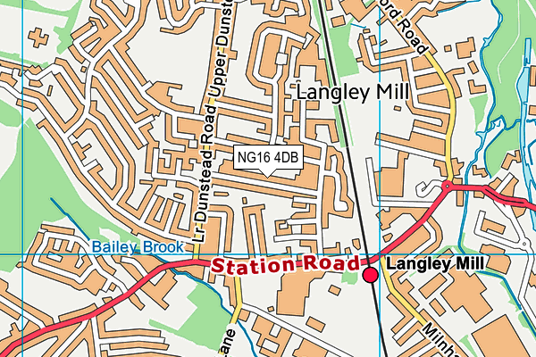 NG16 4DB map - OS VectorMap District (Ordnance Survey)