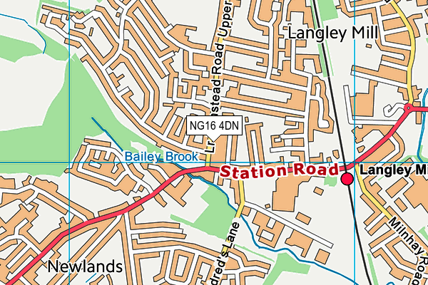 NG16 4DN map - OS VectorMap District (Ordnance Survey)