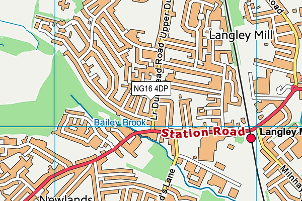 NG16 4DP map - OS VectorMap District (Ordnance Survey)