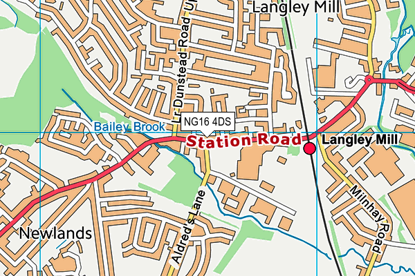 NG16 4DS map - OS VectorMap District (Ordnance Survey)