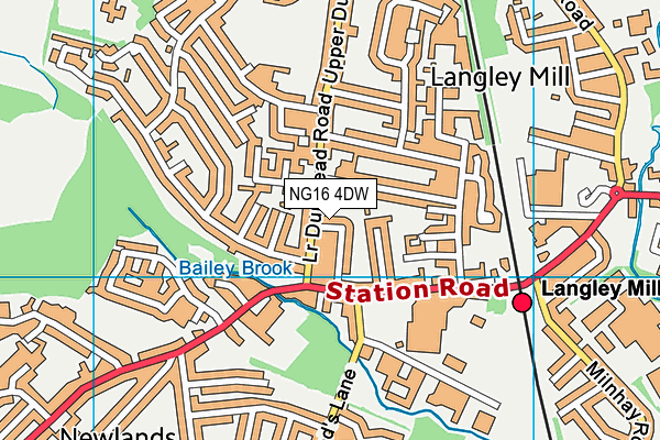 NG16 4DW map - OS VectorMap District (Ordnance Survey)