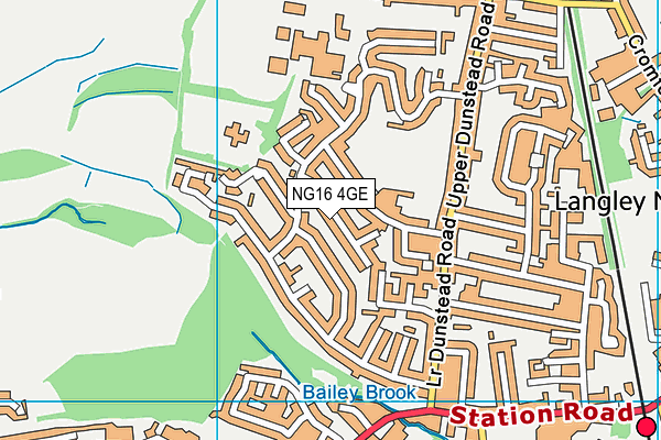NG16 4GE map - OS VectorMap District (Ordnance Survey)