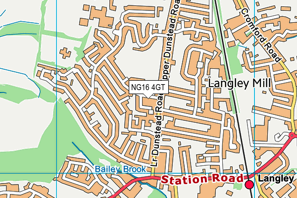 NG16 4GT map - OS VectorMap District (Ordnance Survey)