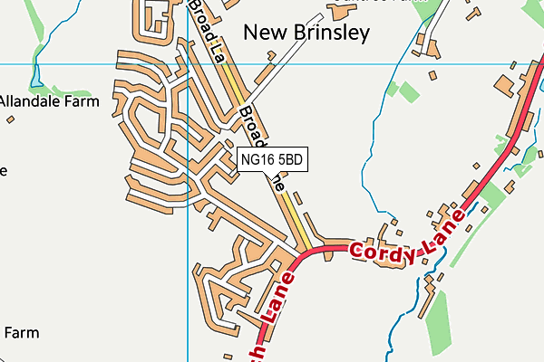NG16 5BD map - OS VectorMap District (Ordnance Survey)