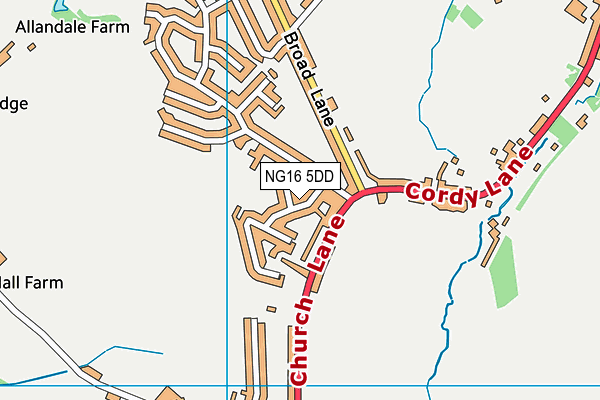 NG16 5DD map - OS VectorMap District (Ordnance Survey)