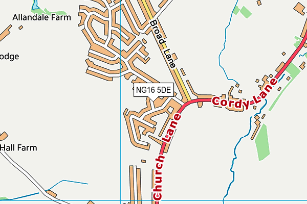 NG16 5DE map - OS VectorMap District (Ordnance Survey)