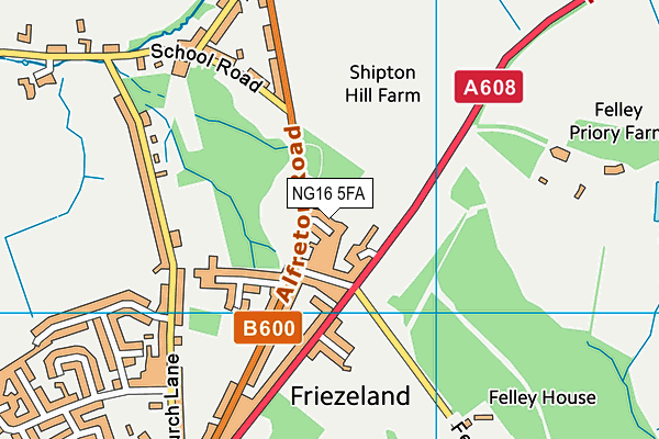 NG16 5FA map - OS VectorMap District (Ordnance Survey)