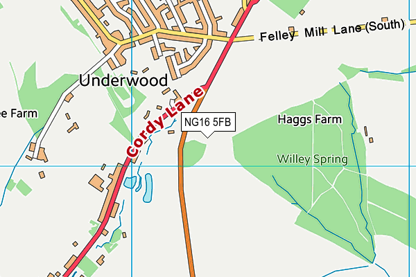 NG16 5FB map - OS VectorMap District (Ordnance Survey)