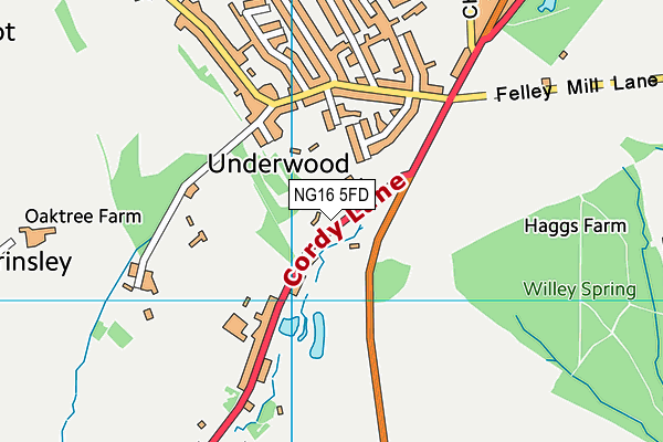 NG16 5FD map - OS VectorMap District (Ordnance Survey)