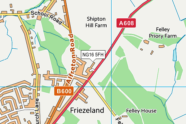 NG16 5FH map - OS VectorMap District (Ordnance Survey)