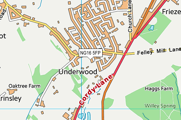 NG16 5FP map - OS VectorMap District (Ordnance Survey)