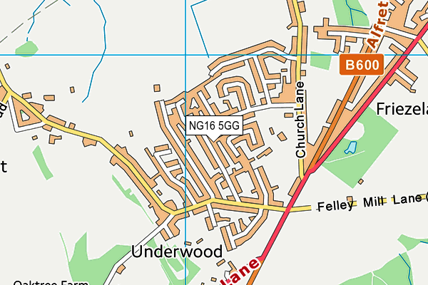 NG16 5GG map - OS VectorMap District (Ordnance Survey)