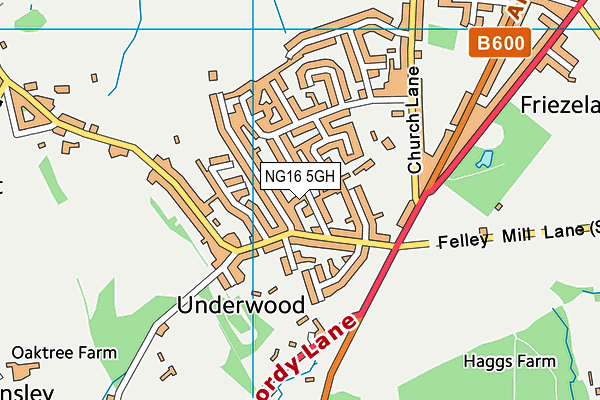 NG16 5GH map - OS VectorMap District (Ordnance Survey)