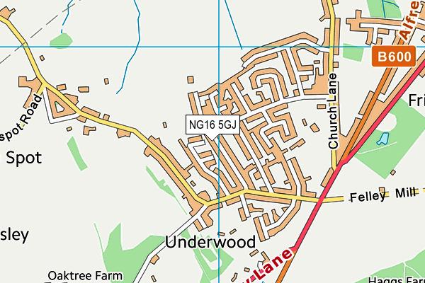 NG16 5GJ map - OS VectorMap District (Ordnance Survey)