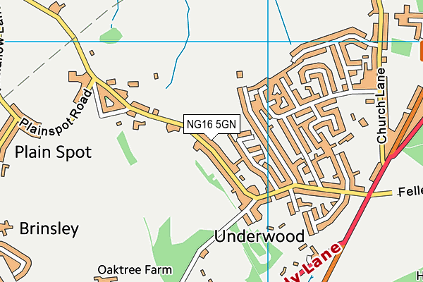 Underwood Church of England Primary School map (NG16 5GN) - OS VectorMap District (Ordnance Survey)