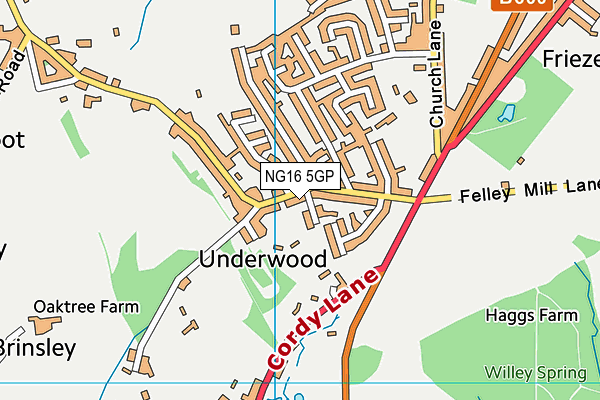 NG16 5GP map - OS VectorMap District (Ordnance Survey)